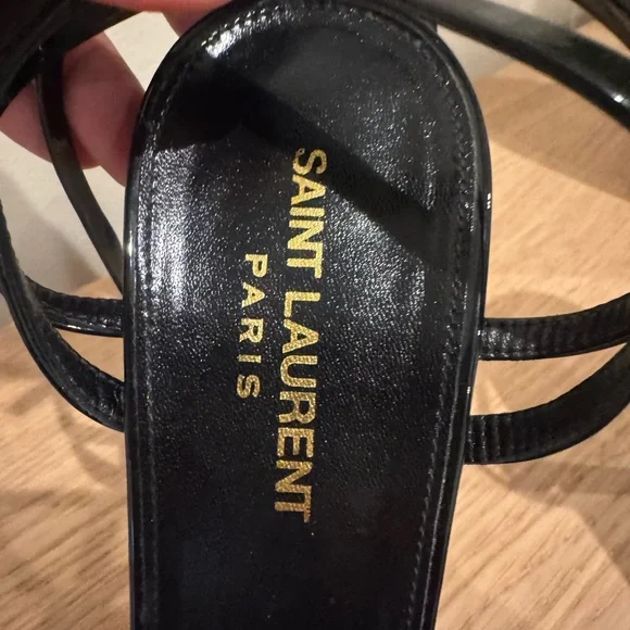 Saint Laurent Black Patent Strappy Platform Heels - Picture 2 of 16